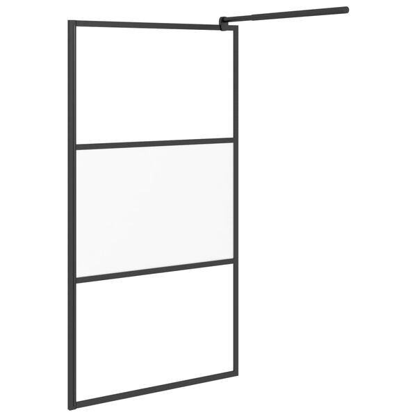 vidaXL Perete cabină duș walk-in negru 100x195 cm sticlă ESG semi-mată