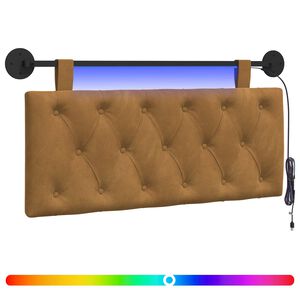 vidaXL Tăblie de pat suspendată Cu lumină LED Maro Catifea