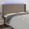 vidaXL Tăblie de pat cu LED, gri taupe, 203x16x118/128 cm, textil