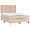 vidaXL Pat box spring cu saltea, cappuccino, 140x200cm piele ecologică