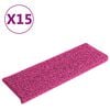 vidaXL Covorașe pentru scări, 15 buc., 65x21x4 cm, roz, cu margini dreptunghiulare