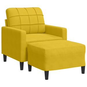 vidaXL Fotoliu canapea cu taburet, galben, 60 cm, catifea