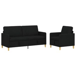 vidaXL Set de canapea cu spațiu de depozitare 2 buc. Negru Poliester