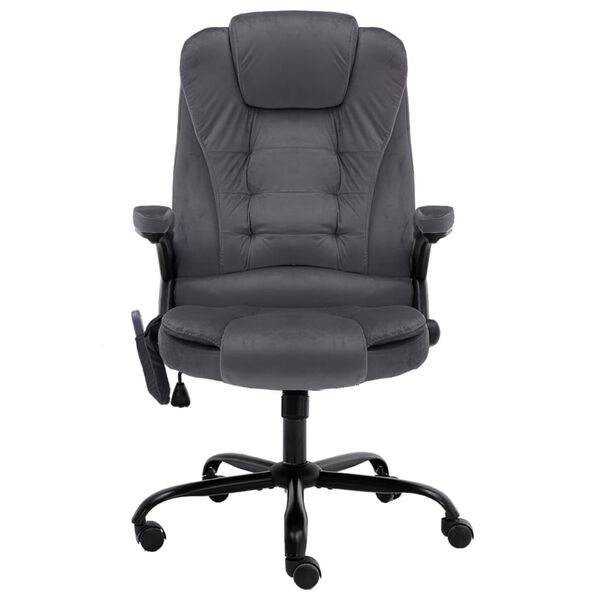 vidaXL Scaun de masaj pentru birou, gri &icirc;nchis, catifea