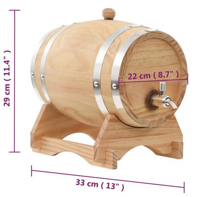 vidaXL Butoi de vin cu robinet, 12 L, lemn masiv de pin