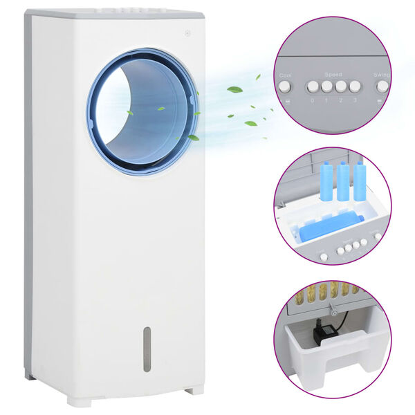 vidaXL Răcitor de aer portabil 3 în 1, alb, 264x255x680 mm, 80 W