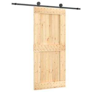 vidaXL Ușă glisantă Natural și Negru 90 x 210 cm Lemn de Pin Solid