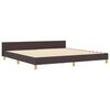vidaXL Cadru de pat cu headboard Maro &icirc;nchis 200 x 200 cm țesătură