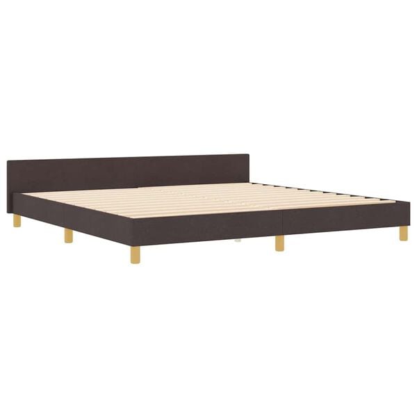 vidaXL Cadru de pat cu headboard Maro &icirc;nchis 200 x 200 cm țesătură