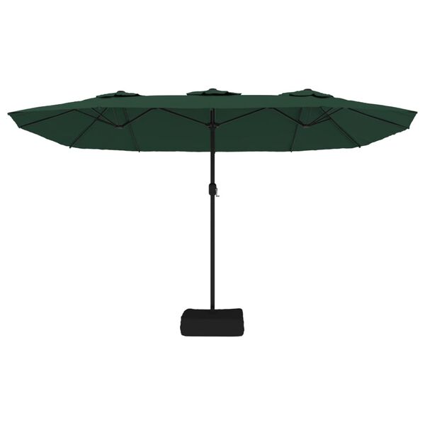 vidaXL Umbrelă de soare cu două capete, verde, 449x265 cm