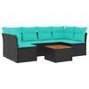 vidaXL Set canapele de grădină cu perne, 7 piese, negru, poliratan