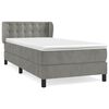 vidaXL Pat continental cu saltea, gri deschis, 80x200 cm, catifea
