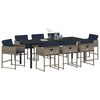 vidaXL Set de masă pentru grădină cu pernă 9 pcs Gri poliratan
