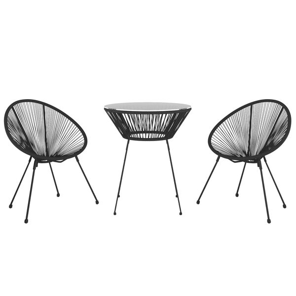 vidaXL Set de mobilier pentru grădină, 3 piese, negru