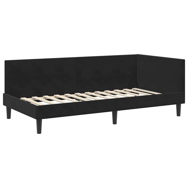 vidaXL Cadru de pat colțar cu headboard Negru 100 cm x 200 cm Catifea