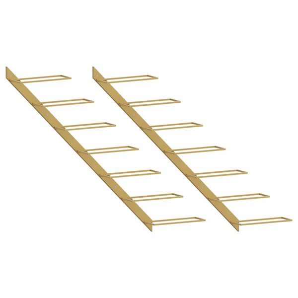 vidaXL Suport sticle vin montat pe perete,2 buc.,7 sticle,auriu, metal