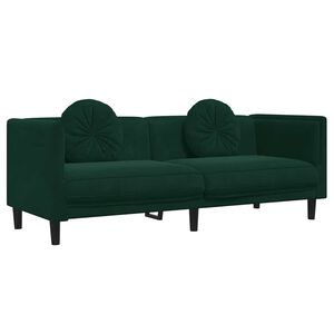 vidaXL Canapea cu perne, 3 locuri, verde &icirc;nchis, catifea