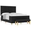 vidaXL Pat cu arcuri cu headboard Negru 190 x 140 cm țesătură