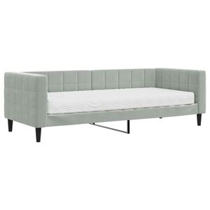 vidaXL Pat de zi cu saltea, gri deschis, 80x200 cm, catifea
