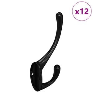 vidaXL C&acirc;rlig pentru haine 12 buc. Negru 102 x 29 x 47mm Aliaj de zinc