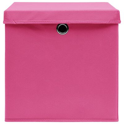vidaXL Cutii depozitare cu capace 10 buc. roz, 32x32x32 cm, textil