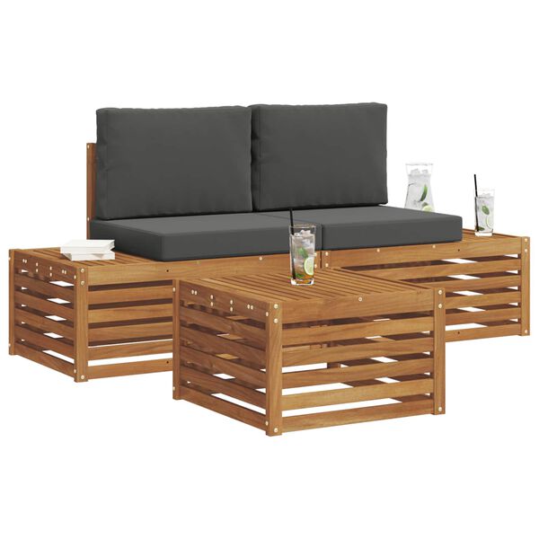 vidaXL Set de canapele de exterior 3 Bucată Natural și Antracit