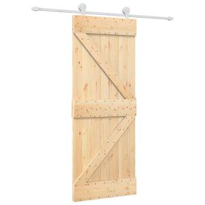 vidaXL Ușă glisantă 80 x 210 cm Lemn masiv de pin Natural și Alb