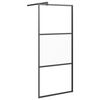 vidaXL Perete cabină duș walk-in negru 80x195 cm Sticlă ESG semi-mată