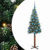 vidaXL Brad de Crăciun subțire Verde 150 cm PVC și lemn de PIN masiv