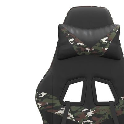 vidaXL Scaun de gaming cu suport picioare, negru/camuflaj, piele eco