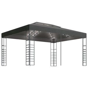 vidaXL Pavilion cu șir de lumini LED, antracit, 3x4 m