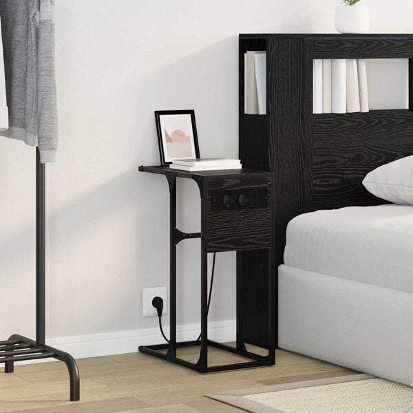 vidaXL Dulap de noapte Stejar Negru 41,5 x 26 x 60,5 cm Lemn compozit