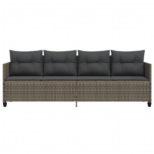 vidaXL Șezlong cu perne, gri, poliratan