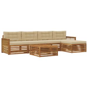 vidaXL Set de canapele de exterior cu pernă 6 pcs Natural și Bej