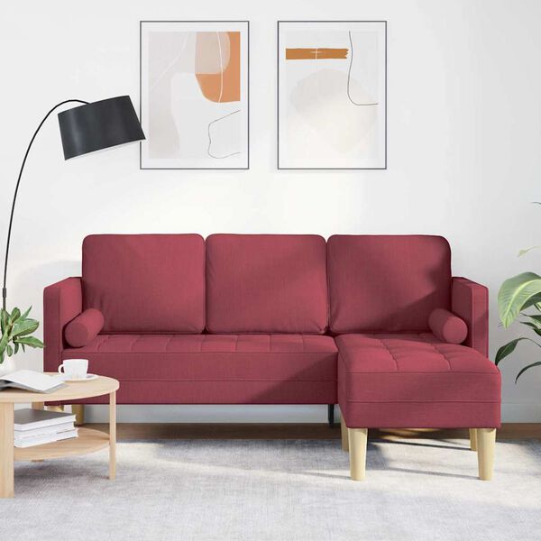 vidaXL Set de canapea cu pernă Roșu Vin Poliester