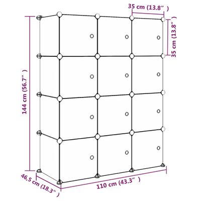 vidaXL Dulap de depozitare cub pentru copii, 12 cuburi, roz, PP
