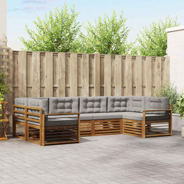 vidaXL Set de canapele de exterior 6 pcs Gri natural și deschis