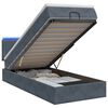 vidaXL Pat Ottoman cu Saltea și LED Gri &icirc;nchis 80 x 200 cm Catifea