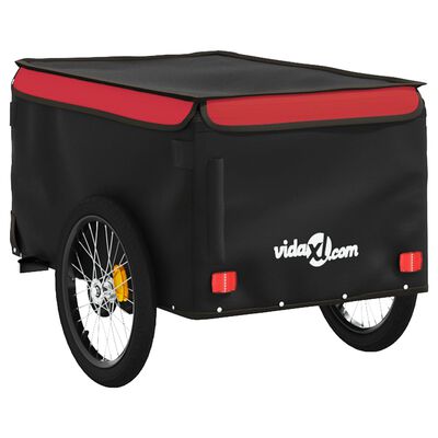 vidaXL Remorcă pentru biciclete, negru și roșu, 30 kg, fier