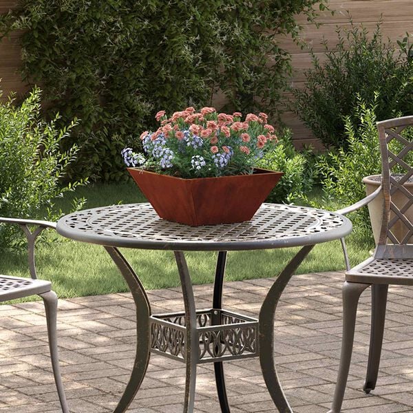 vidaXL Vază pentru Grădină Ruginit 35 x 35 x 15 cm