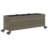 vidaXL Jardinieră grădină cu roți/3 ghivece gri 107x32x38 cm poliratan