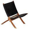 vidaXL Scaun relaxant pliant, negru, piele naturală