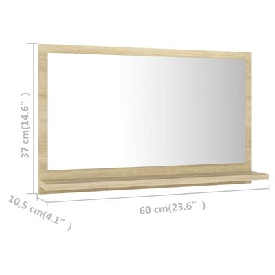 vidaXL Oglindă de baie, stejar sonoma, 60 x 10,5 x 37 cm, PAL