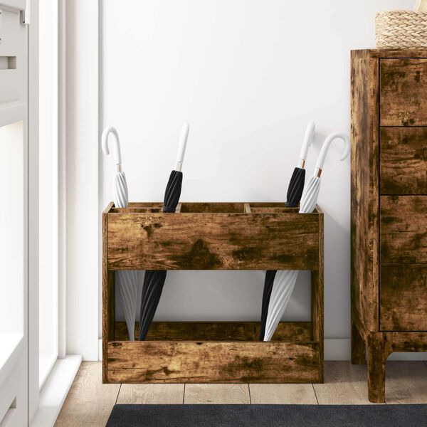 vidaXL Suport pentru umbrele Stejar fumuriu 65 x 24 x 50 cm