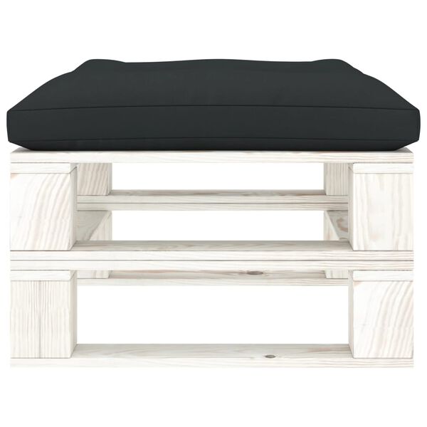 vidaXL Taburet de grădină din paleți cu pernă antracit, lemn