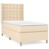 vidaXL Pat box spring cu saltea, crem, 90x190 cm, textil