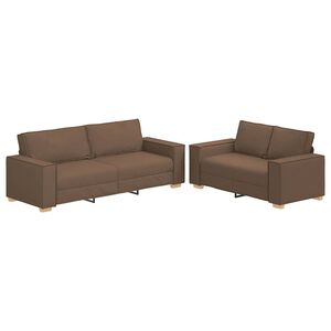 vidaXL Set de canapele cu perne, 2 piese, maro, textil