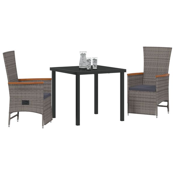 vidaXL Set de masă pentru grădină cu pernă 5 pcs Gri Rattan poli