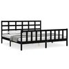 vidaXL Cadru pat cu tăblie 200x200 cm, negru, lemn masiv