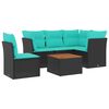 vidaXL Set canapele de grădină cu perne, 6 piese, negru, poliratan